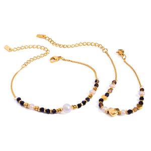 Fashionable Hot-selling Simple Delicate Elegant Vintage Tiger's Eye Spliced Black Gallstone Stainless Steel <b>Bracelet</b> - Product Image 1