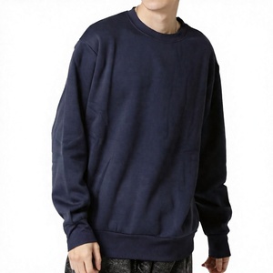 Sudadera de Cuello Redondo Extra Grande para Hombre, Color Azul Marino, Corte Regular, Color Sólido, Informal, Tejida, 100% Algodón, para Otoño - Product Image 1