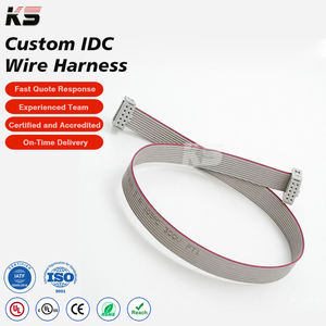 Cable Plano de Extensión con Conector IDC, UL2651 28AWG, 10 Pines, 400mm, 1.27mm, Gris con Hilera Roja - Product Image 1