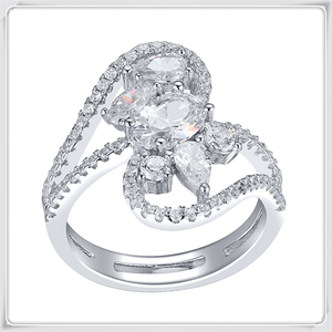 Anello Elegante XZY in <span class=keywords><strong>Argento</strong></span> 925 con Zirconi e Placcatura in Rodio per Feste e <span class=keywords><strong>Abiti</strong></span> alla Moda - Product Image 4