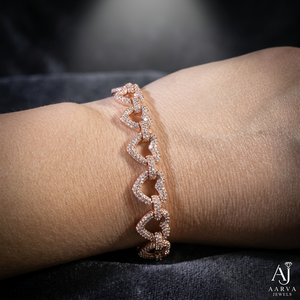 สร้อยข้อมือรูปหัวใจประดับเพชรคิวบิกและมอยส์ซาไนต์ชุบทองคำสีกุหลาบและโรเดียม สไตล์ฮิปฮอป ของขวัญสุดพิเศษ - Product Image 1