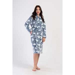 Bata de mujer de manga larga con cuello chal y bolsillo largo, tipo camisón. - Product Image 4