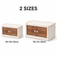 Armoire de rangement en plastique pliable Double porte organisateur de vêtements chambre placard empilable anti-poussière gris crème maison en gros