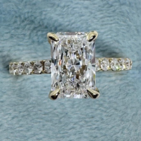 0,5-3 Karat Radiant-Schliff Pavé-Band Solitär-Design IGI-Zertifizierter CVD/HPHT Labor-Gezüchteter Diamant-Verlobungsring 10K/14K/18K Massivgold