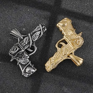 Colgante de Pistola Vintage al por Mayor para Hombre, de Acero Inoxidable con Engaste de Bisel, Elegante Colgante de Arma para Hombres - Product Image 3