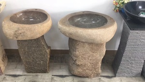 Piedra natural al aire libre Río Piedra Pedestal Basie Oval Pedestal Fregadero con instalación independiente para <span class=keywords><strong>baño</strong></span> Diseño moderno - Product Image 4