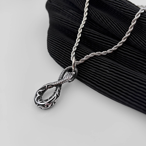 히세라 빈티지 인피니티 스네이크 목걸이 창의적인 펑크 펜던트 목걸이 티타늄 스틸 주얼리 - Product Image 6