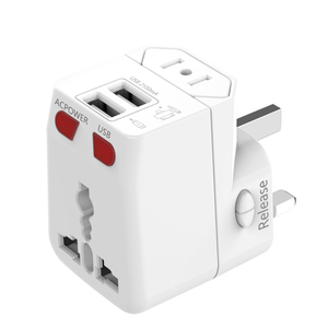 อะแดปเตอร์แปลงไฟแบบพกพา Wonplug Universal USB พร้อมฟิวส์คู่ ไฟแสดงสถานะ 2 ดวง แบบถอดได้ 2 <span class=keywords><strong>in</strong></span> 1 ที่ชาร์จโทรศัพท์มือถือแบบพกพา - Product Image 1