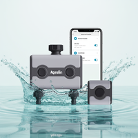 Temporizador de Riego Inteligente Programable para Jardín, Temporizador de Manguera WiFi de 2 Vías, Sistema de Riego Automático de Doble Zona para Riego de Patio Exterior