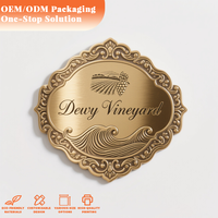 Oem Ontwerp Aangepast Metallic Logo 3d Reliëf Geperst Aluminium Dun Metalen Wijnetiket