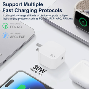 Cargador Rápido GaN 30W para <span class=keywords><strong>iPhone</strong></span> 13 <span class=keywords><strong>12</strong></span> 11 Xr Xs Pro Max 18W USB C Adaptador <span class=keywords><strong>de</strong></span> Pared Original Tipo C para Teléfono Apple Enchufe UK/US/EU - Product Image 5