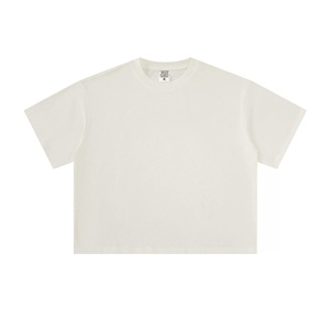 T-shirt personnalisé 240G en mélange de coton lourd (71-80%) OEM ODM, coupe oversize unisexe, col rond, manches courtes, vierge, avec logo - Product Image 1