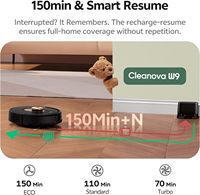 Cleanova W9 Robot Vacuum Mop 3-in-1 8000Pa Navigasi LiDAR 15 Zona Larangan 150 Menit Waktu Kerja Dikendalikan Aplikasi untuk Bulu Hewan Peliharaan Lantai Keras