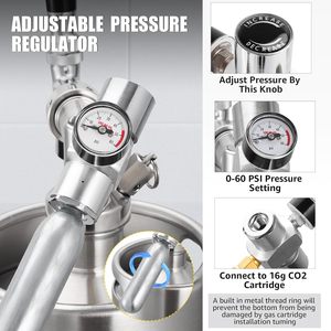 Fusto nero opaco da 3,6 litri con rubinetto per birra regolatore Co2 strumento per birra artigianale Homebrew per Bar Party - Product Image 3