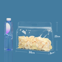 Sac refermable à fond plat avec poignée en aluminium multicouche réutilisable, scellé sur huit côtés, en plastique transparent givré pour snacks et aliments secs