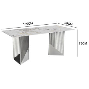 Ensemble <span class=keywords><strong>de</strong></span> salle à manger SUKE pieds originaux <span class=keywords><strong>de</strong></span> style luxueux meubles <span class=keywords><strong>de</strong></span> salle à manger bon marché tables <span class=keywords><strong>de</strong></span> salle à manger en dalles d'acier inoxydable - Product Image 6