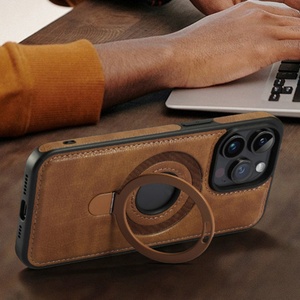 Funda Magnética con Anillo Metálico para iPhone 16 15 14 13 Pro Max, Soporte, Cubierta de Cuero Cosida - Product Image 6
