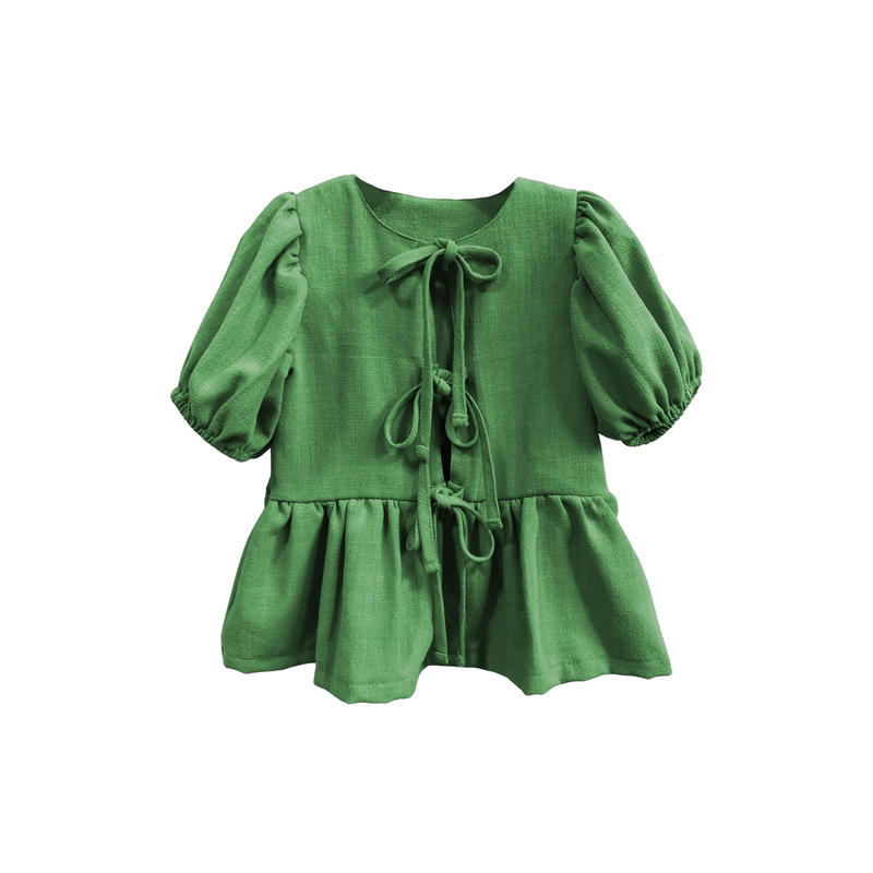 Simple Style Cotton Linen Short Sleeve