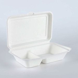 100% Phân Hủy Sinh Học Dùng Một Lần Takeaway 2 Ngăn Hộp Ăn Trưa Vỏ Sò - Product Image 2