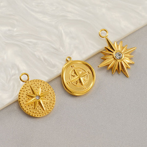 Ciondoli Rotondi Placcati Oro 18k in Acciaio Inossidabile Stile <span class=keywords><strong>Romanico</strong></span> per Creazione di Gioielli, Vendita all'Ingrosso del Produttore - Product Image 2