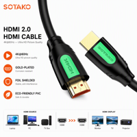 Cable HDMI2.0 SOTAKO 4K60Hz de Alta Velocidad, Chapado en Oro, Blindado con Lámina de PVC, Macho-Macho, para HDTV, TV, Monitor, Proyector, Laptop, PC, DVD