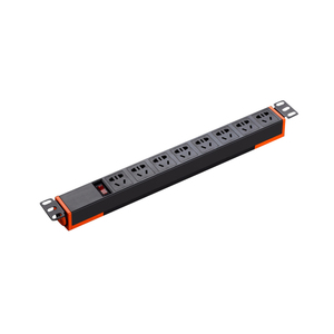 ปลั๊กพ่วง 8 ช่อง 10A 2500W PDU แบบติดตั้งบนแร็ค 1U พร้อมสวิตช์ป้องกันไฟเกิน ตัวเรือนอะลูมิเนียม ดีไซน์ปลายสีส้มเพื่อความปลอดภัย - Product Image 2