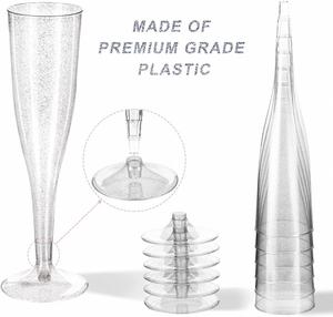 Verre à vin rouge en plastique haut et fin de 6,5 oz avec poudre d'or, verre à cocktail, verre à champagne jetable - Product Image 2