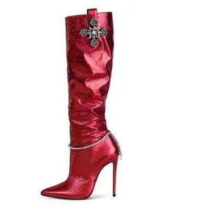 <span class=keywords><strong>2023</strong></span> nouvelles bottes hautes en cuir bleu sexy Botas Dama à la mode pour femmes - Product Image 4