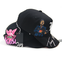 Topi Baseball 5 Panel Berbahan Satin Hitam dengan Bingkai A, Dapat Disesuaikan, Topi Gorras Barbas dengan Logo Bordir