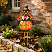 Décoration de jardin en métal pour l'automne : Citrouille, dinde, récolte d'automne, Thanksgiving, décoration de pelouse