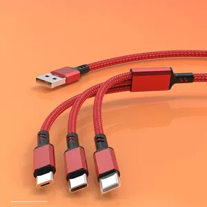 Wik-OS USB 케이블 데이터 충전 케이블 USB 타입-i/타입 C/마이크로 USB 1.M 나일론 케이블 3 In 1 USB 충전 3 In 1