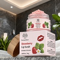 Gommage Lèvres au Sucre de Fraise Fermenté Exfoliant Lissant Hydratant Soin des Lèvres Sèches et Gercées Adoucissant Polissant Traitement Gommant