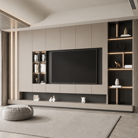 Meuble TV mural minimaliste sur mesure avec rangement dissimulé, console multimédia flottante moderne pour salon