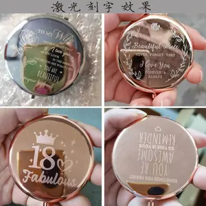 Custom Wedding Favor Gold Metal Compact Mirror Bridal Shower Favor Personalized Wedding Gift Guests Women Purse Mirrors
