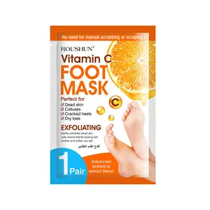 2pairs Vitamin C Feet mask spa socks for foot peeling heels exfoliating remove feet dead cells without scrubbing foot mask