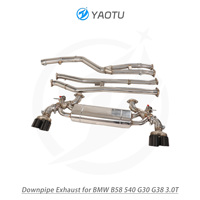 YT Stainless Steel bagian tengah belakang dengan Dual-Side Quad keluar untuk BMW B58 540 G30 G38 3.0T