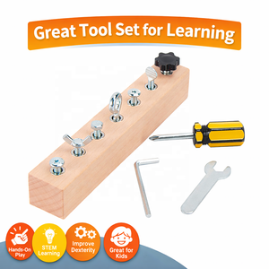 Planche d'entraînement en bois pour <span class=keywords><strong>vis</strong></span> et boulons avec clé et tournevis, ensemble de jeu d'imitation pour enfants - Product Image 2