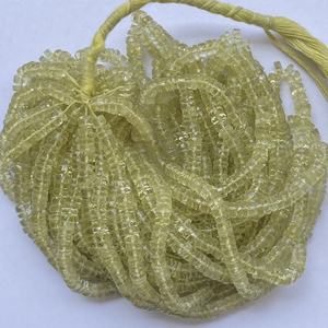 Cuentas Heishi facetadas de cuarzo natural verde limón dorado de 6 mm y 8 mm, grado AAA, certificadas por IGI, hechas a mano en India, de Jewel Creation - Product Image 2