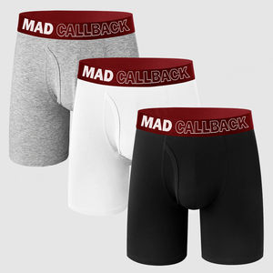 Calzoncillos bóxer de diseñador para hombre, bolsa de soporte Total, ropa interior de pierna larga frontal abierta, calzoncillos bóxer de algodón para hombre de ángulo plano, venta al por mayor - Product Image 3