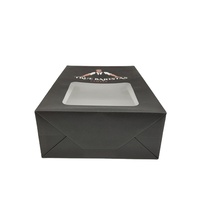 Emballage de biscuits personnalisé avec logo imprimé, sac en papier kraft noir recyclé avec fenêtre