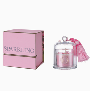Ensemble artisanal de bougie parfumée rose et diffuseur à bâtonnets - Bougie élégante en verre avec pompon, coffret cadeau pour mariage et anniversaire - Product Image 1