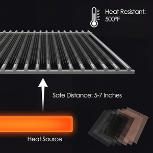 Eco-Friendly Washable Heat Resistant up to 500F Barbecue Net PTFE Non-stick <b>Grill</b> Mat <b>for</b> Oven Air Fryer and Smoker - Product Image 4