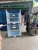 Contenedor de Almacenamiento de Malla Metálica para Montacargas YOUGU, Contenedor de Almacenamiento Apilable Galvanizado, Contenedor de Paletas con Malla ISO9001