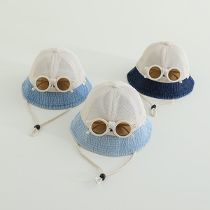 Sombrero de sol para niños con protección UV, tipo pescador, con <span class=keywords><strong>gafas</strong></span> de sol, ajustable, para bebés y niñas, UPF50+, sombreros de verano para niños - Product Image 3