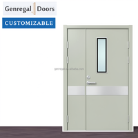 Porte d'entrée battante double en acier durable avec verre isolant et surface finie pour les salles intérieures des écoles