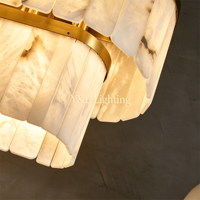 Lustre moderne en albâtre naturel long avec finition noire, luminaire suspendu pour salle à manger, îlot de cuisine, décoration