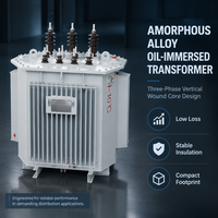 Transformateur de distribution en alliage amorphe triphasé immergé dans l'huile, à noyau bobiné 3D, conforme à la norme IEC60076, personnalisable en KVA et tension