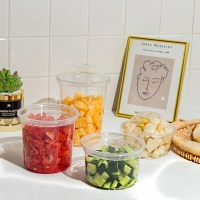 Vente en gros de bols en plastique PET transparents de 117 mm de diamètre, jetables, écologiques, de 8, 12, 16, 24, 32 oz avec couvercle pour desserts et aliments