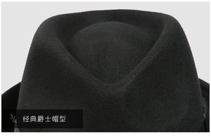 Linglong personnalisé Manhattan structuré Gangster <span class=keywords><strong>Chapeau</strong></span> Homme. 100% laine australienne à bord court feutre Fedora <span class=keywords><strong>Trilby</strong></span> chapeaux pour hommes - Product Image 3