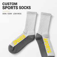 Chaussettes de sport épaisses personnalisées en gros, antidérapantes, de haute qualité, OEM ODM, faible MOQ, chaussettes en coton confortables pour la course à pied, la gym et l'entraînement